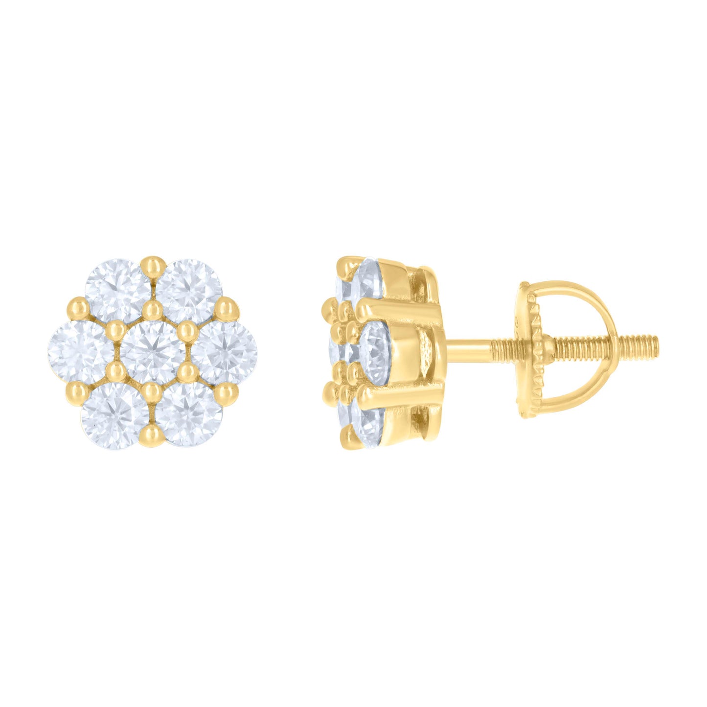 Sterling Silver Or Yellow-tone Womens 1.32ct Moissanite Flower Fashion Stud Earrings