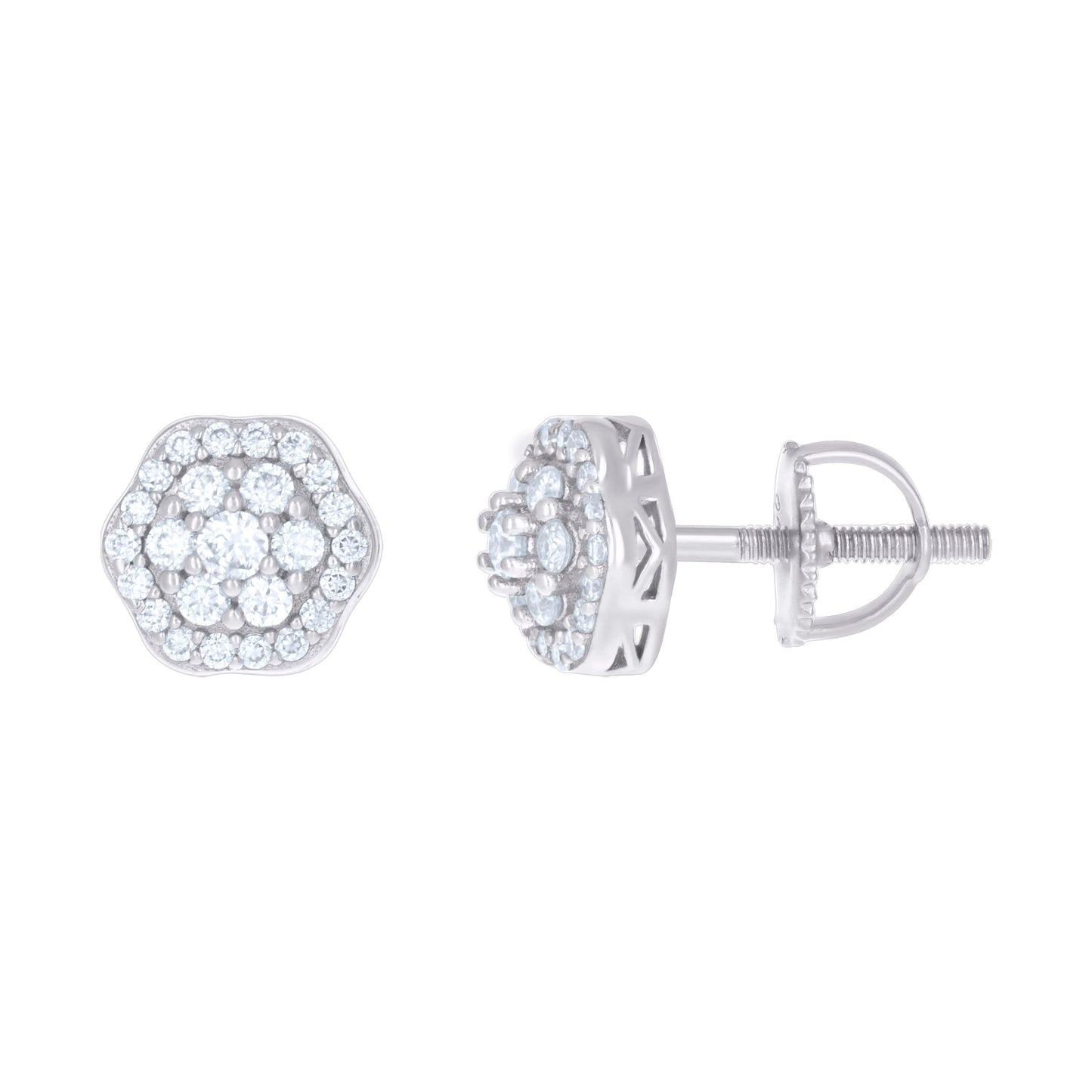 Sterling Silver Or Yellow-tone Womens 0.98ct Moissanite Flower Fashion Stud Earrings