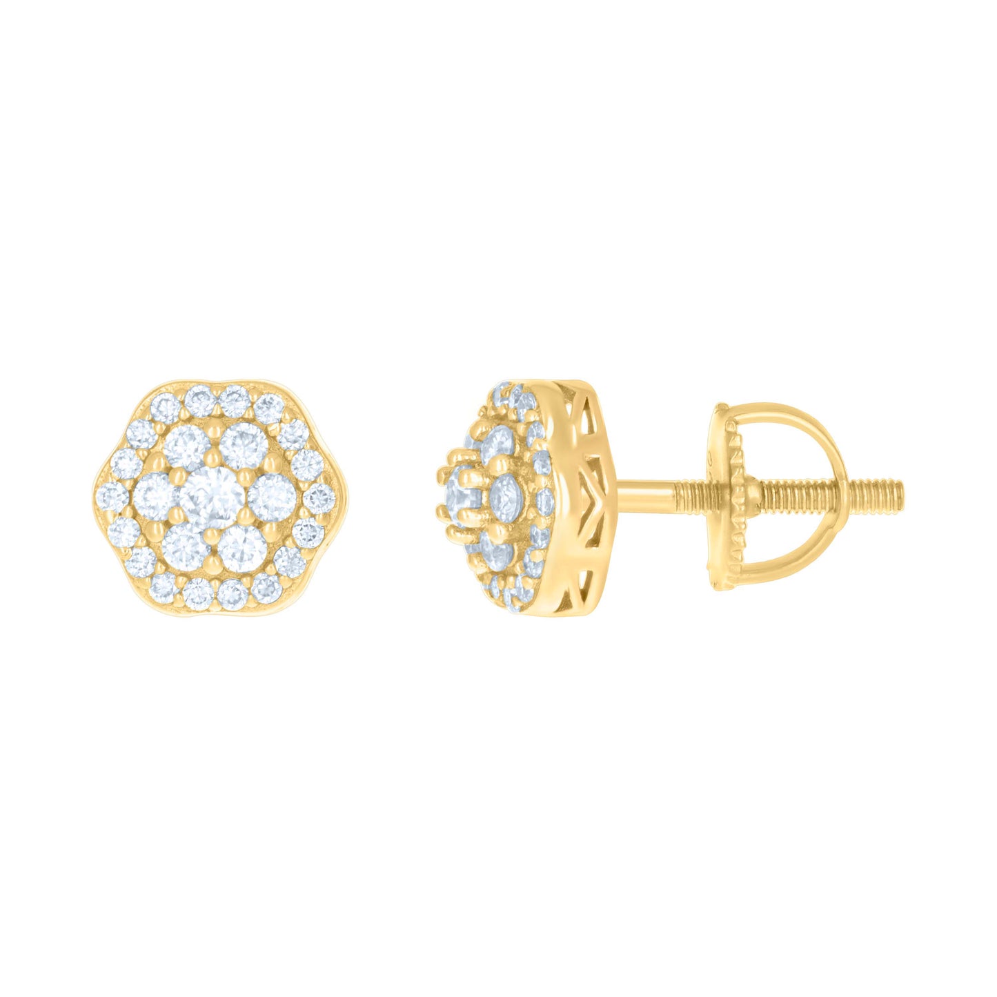 Sterling Silver Or Yellow-tone Womens 0.98ct Moissanite Flower Fashion Stud Earrings