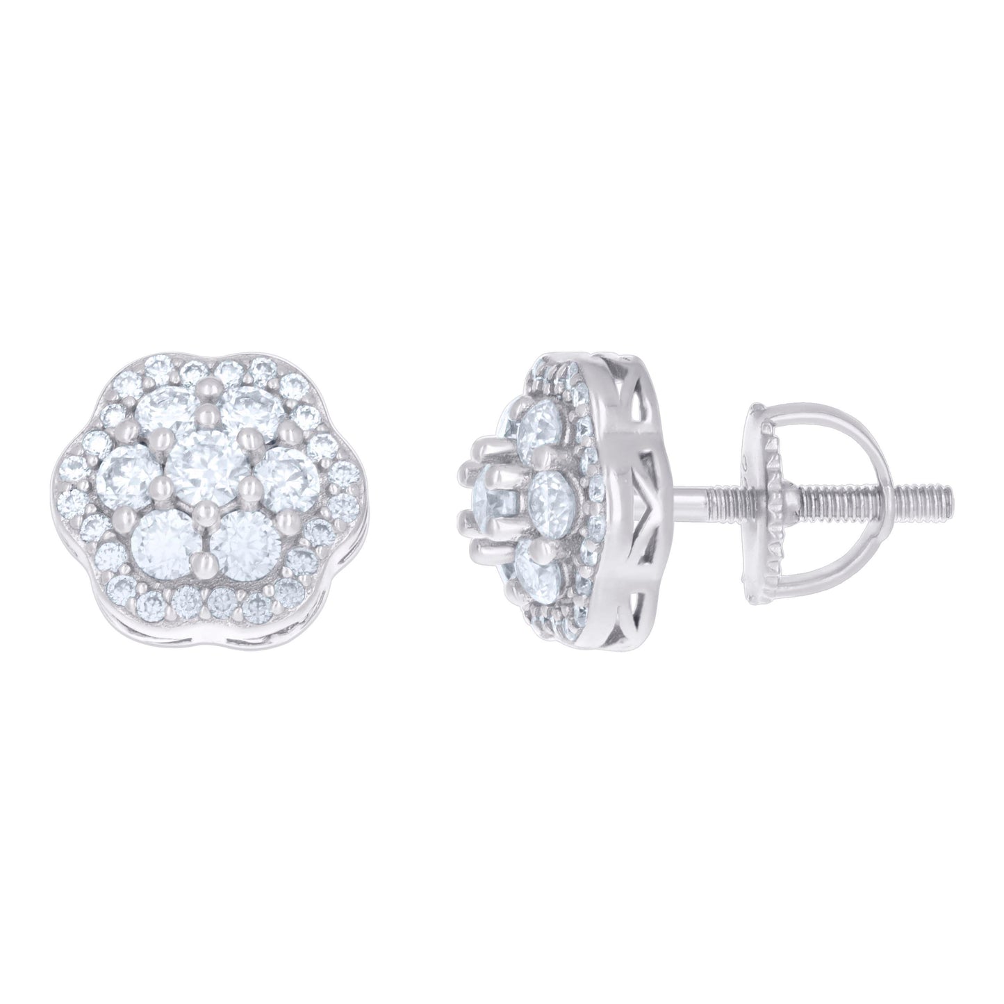 Sterling Silver Or Yellow-tone Womens 0.98ct Moissanite Flower Fashion Stud Earrings