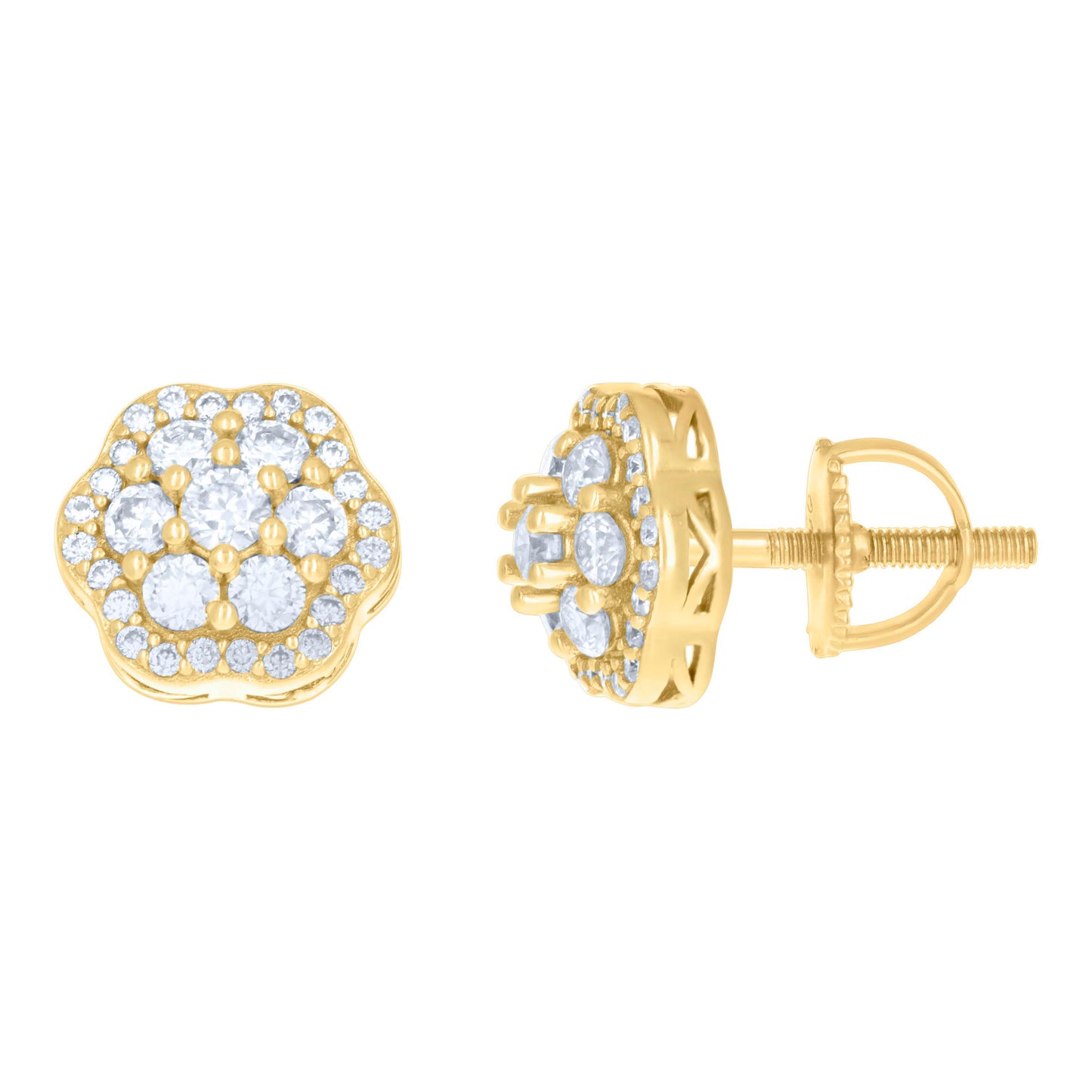 Sterling Silver Or Yellow-tone Womens 0.98ct Moissanite Flower Fashion Stud Earrings