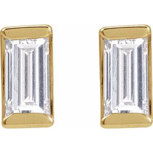 14K Yellow Gold Straight Baguette 4 X 2Mm Si2-Si3, G-H 1/4 Ctw Natural Diamond Friction Back Channel-Set Tapered Earrings