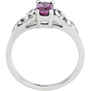 14K White Gold June Gift Box Not Included Polished Youth Ring With Imitation Birthstone Size 5