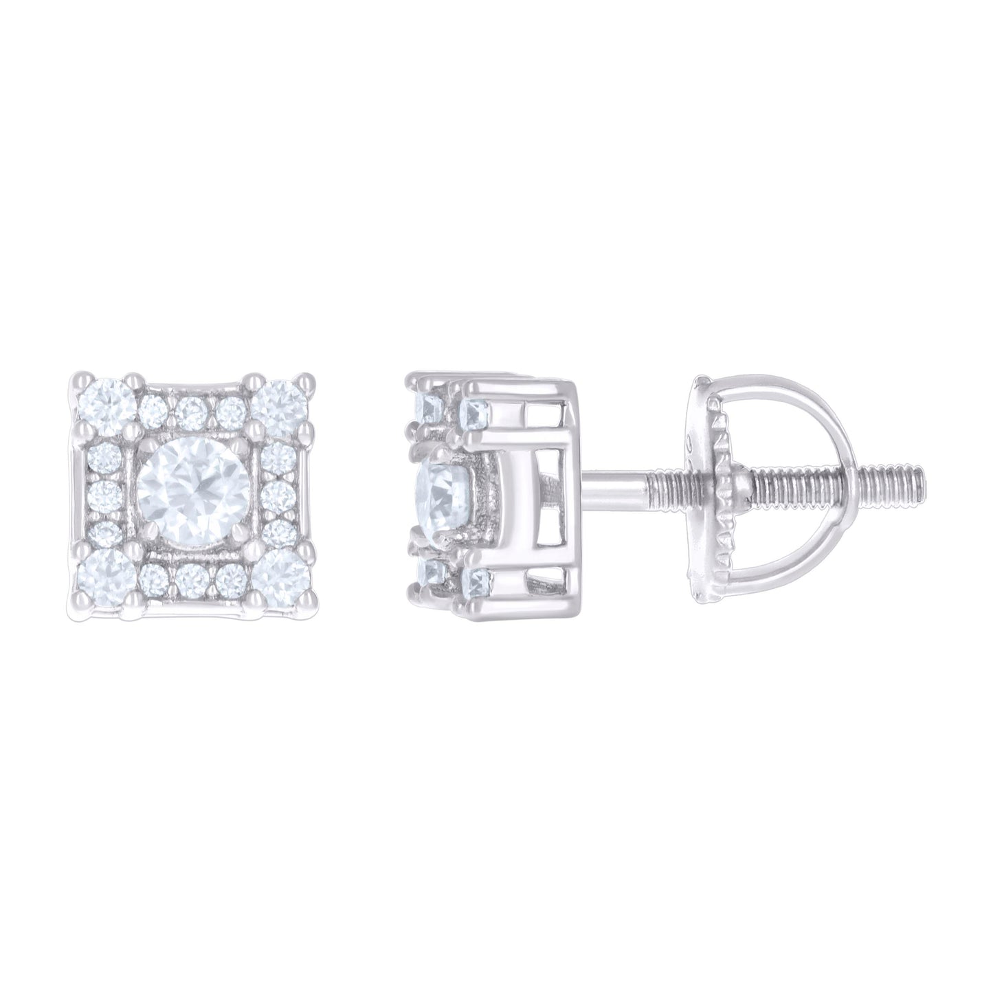 Sterling Silver Or Yellow-tone Womens 0.42ct Moissanite Square Fashion Stud Earrings