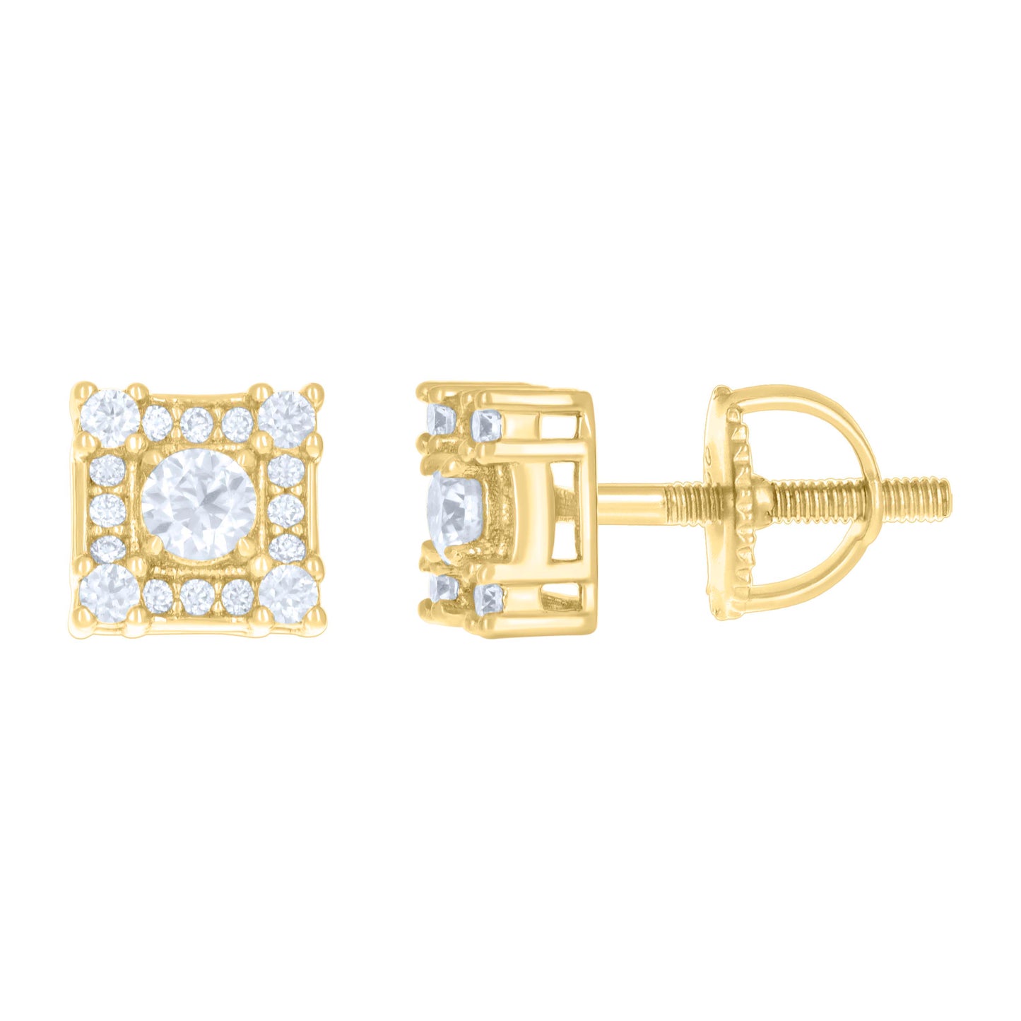 Sterling Silver Or Yellow-tone Womens 0.42ct Moissanite Square Fashion Stud Earrings