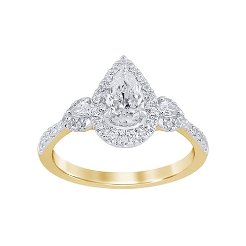 14K Yellow Gold 1.06-1.09 Cttw Lab Grown Diamond Ladies Ring