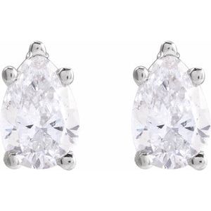 14K White Gold Pear 5 X 3 Mm 3/8 Ctw Natural Diamond Tapered Basket Earrings