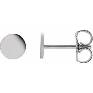 Sterling Silver 5 X 5 Mm Pair Friction Backs Included Polished Engravable Disc Earrings