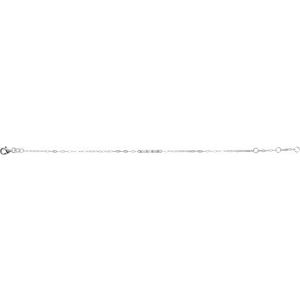 14K White Gold 1/6 CTW Natural Diamond Three-Stone Bar 6-7 1/2" Link Bracelet