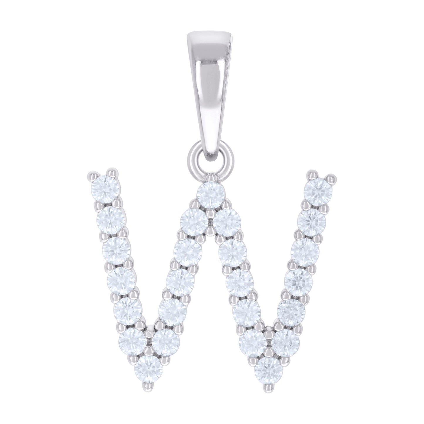 Sterling Silver Unisex Moissanite Initial Alphabet Charm Pendant