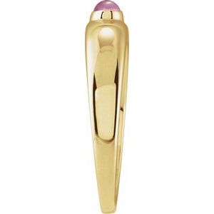 14K Yellow Gold Oval 6 X 4 Mm Polished Natural Pink Tourmaline Cabochon Petite Dome Ring Size 7