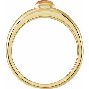 14K Yellow Gold Oval 6 X 4 Mm Polished Natural Citrine Cabochon Petite Dome Ring Size 7