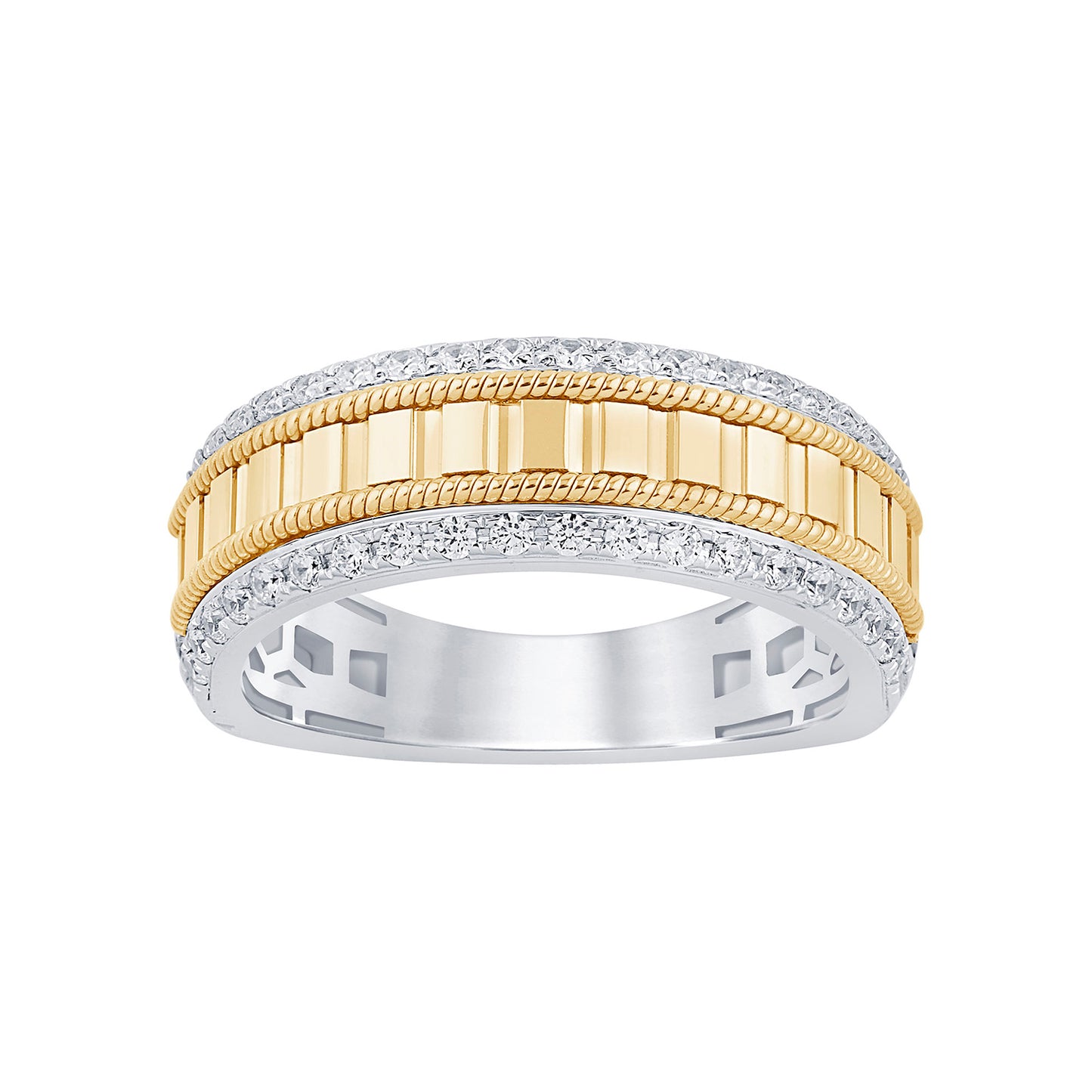 14K Two Tone Gold 0.47-0.49 Cttw Lab Grown Diamond Mens Band