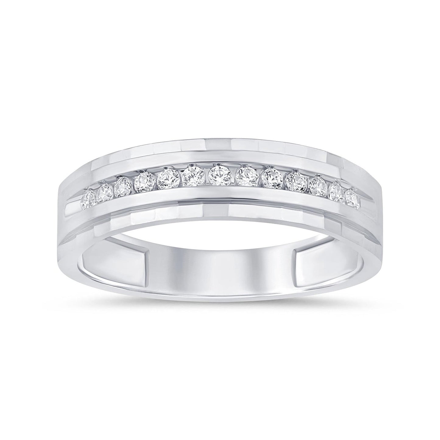 14K White Gold 0.25-0.27 Cttw Lab Grown Diamond Mens Band