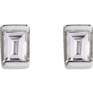 14K White Gold Straight Baguette 2 X 1.25Mm Si2-Si3, G-H .05 Ctw Natural Diamond Friction Back Channel-Set Tapered Earrings