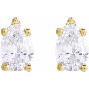14K Yellow Gold Pear 5 X 3 Mm 3/8 Ctw Lab Grown Diamond Tapered Basket Earrings