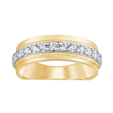 14K Yellow Gold 0.96-1.02 Cttw Lab Grown Diamond Mens Band