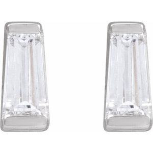 14K White Gold Tapered Baguette 4 X 2 X 1.5Mm Si2-Si3, Ghi 1/5 Ctw Natural Diamond Friction Back Channel-Set Earrings