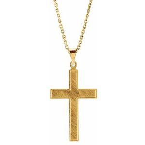 14K Yellow Gold 28 X 18 Mm 18 In Polished Cross Necklace