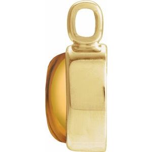 14K Yellow Gold Oval 8 X 6 Mm Natural Citrine Cabochon Bezel Pendant