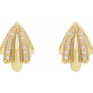 14K Yellow Gold Round 1/5 Ctw Natural Diamond Drop Earrings