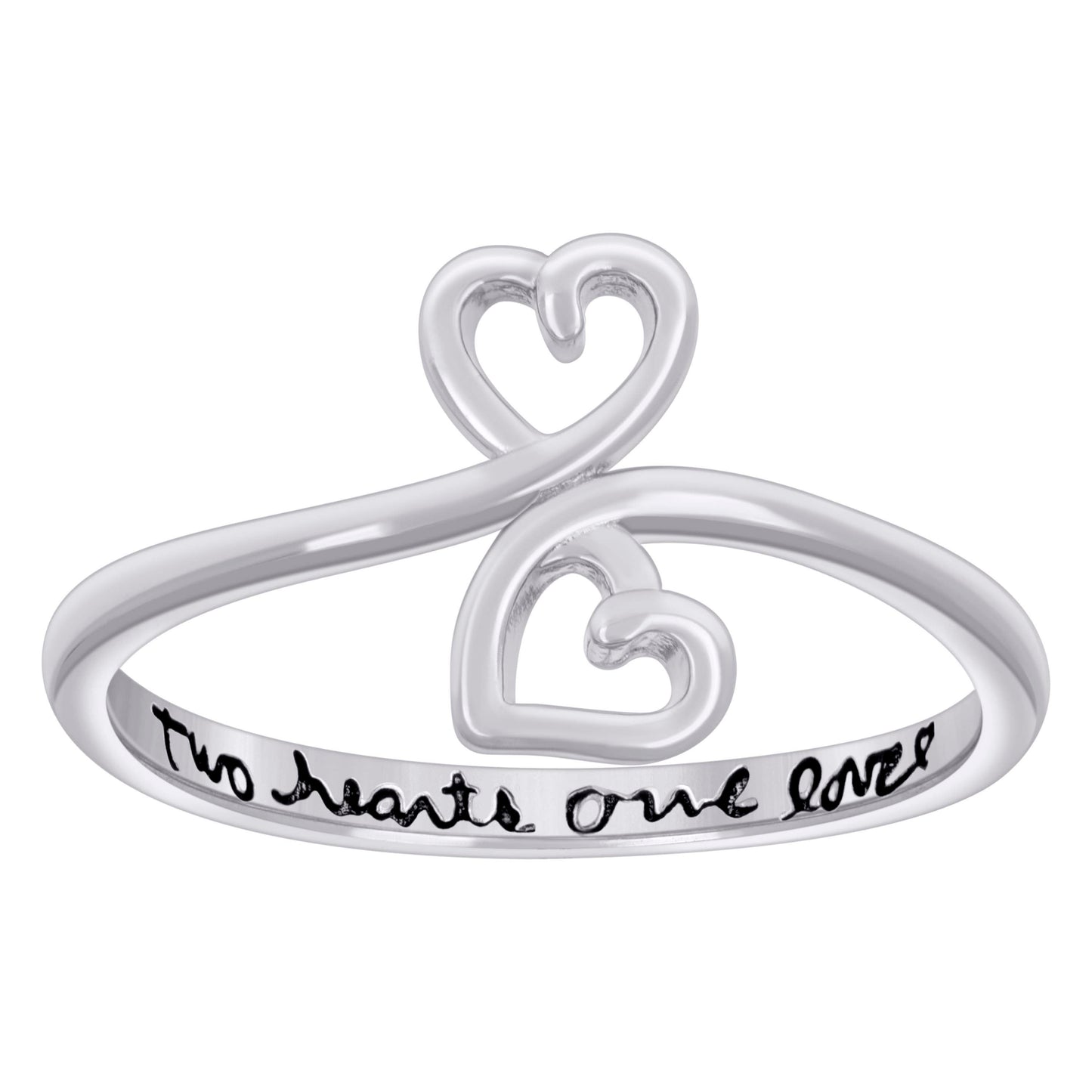 Sterling Silver Womens Enameled Two Hearts One Love Hearts Bridal Anniversary Wedding Engagement Band Ring