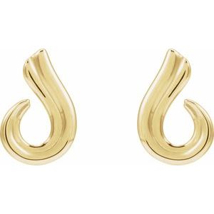 14K Yellow Gold 15.2 X 9.8 Mm Pair Friction Backs Included Polished Freeform Drop Earrings
