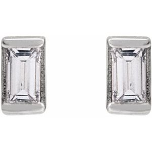 14K White Gold Straight Baguette 2.5 X 1.25Mm Si2-Si3, G-H .05 Ctw Natural Diamond Friction Back Channel-Set Tapered Earrings