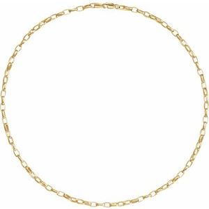 18K Yellow Gold-Plated Sterling Silver Lobster Clasp Puffed Oval Cable Chain, Length: 20 In, Width: 3.9 Mm