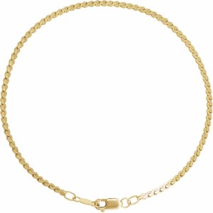 14K Yellow Gold-Filled Lobster Clasp Serpentine Chain, Length: 7 In, Width: 1.7 Mm