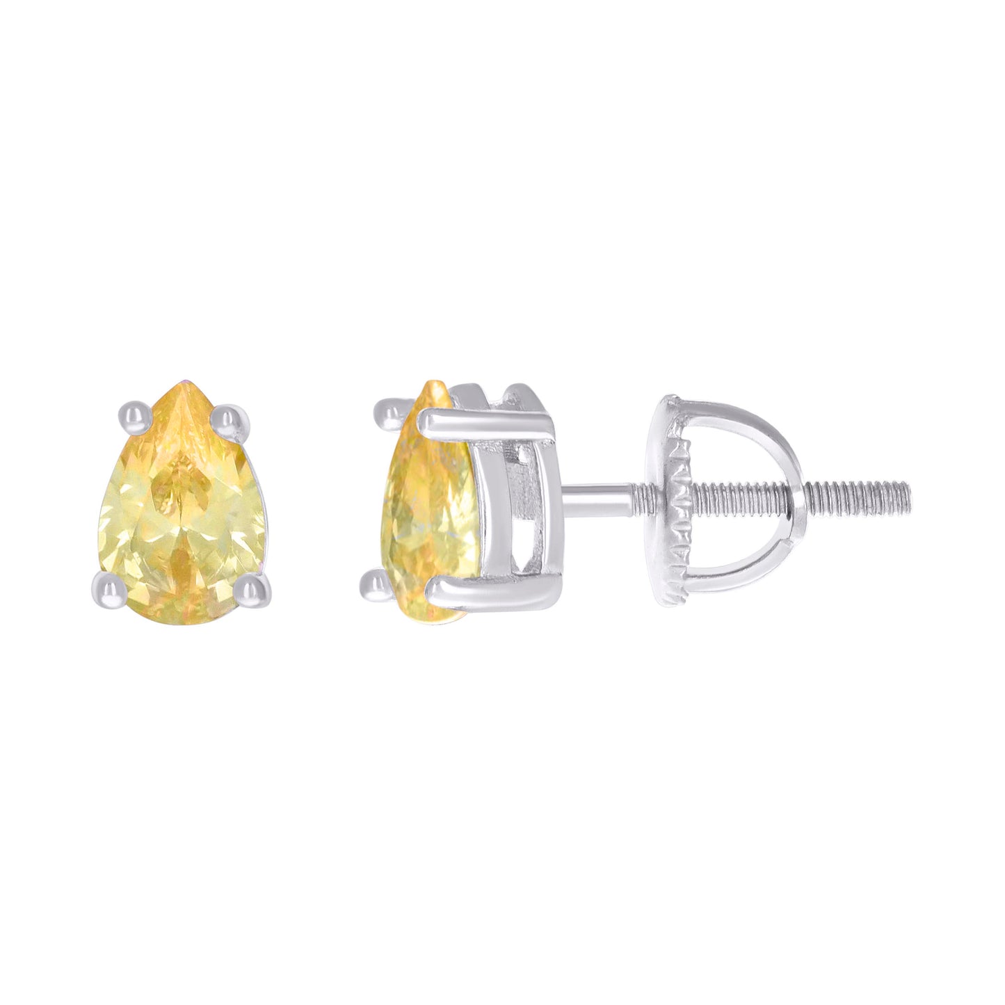 Sterling Silver Womens Pear Cubic-Zirconia Tear Drop Stud Earrings