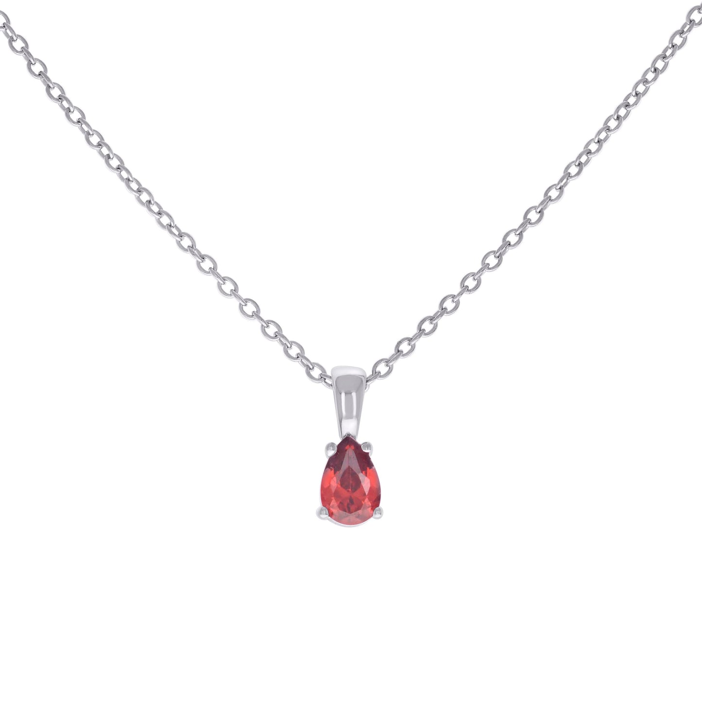 Sterling Silver Womens Pear Cubic-Zirconia Tear Drop Charm Necklace Size 16 + 2 Inches