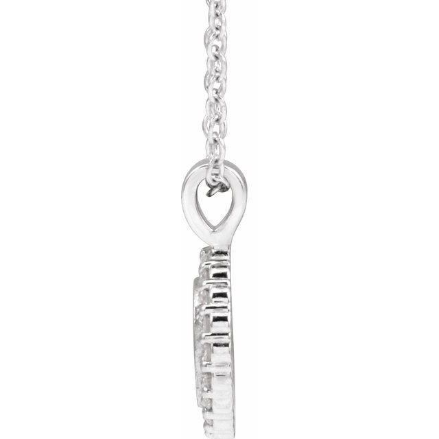 14K White Gold Round 1.2Mm I1, G-H 16-18 In Polished 1/8 Ctw Natural Diamond Engravable Necklace