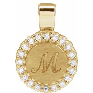 14K Yellow Gold Round 1.2Mm G-H I1 1/8 Ctw Natural Diamond Engravable Pendant