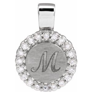 14K White Gold Round 1.2Mm G-H I1 1/8 Ctw Natural Diamond Engravable Pendant