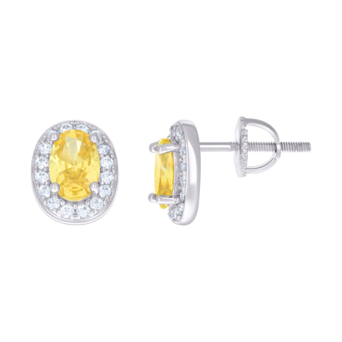Sterling Silver Womens Oval Round Cubic-Zirconia Fashion Stud Earrings