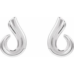 Sterling Silver 15.2 X 9.8 Mm Pair Friction Backs Included Polished Freeform Drop Earrings