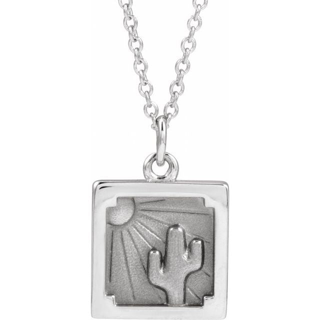 Sterling Silver 12.3 X 10 Mm 16-18 In Polished Desert Necklace