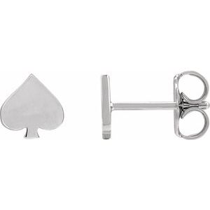 Sterling Silver Spade 6.3 X 6 Mm Each Friction Back Included .37 In Polished Stud Earring