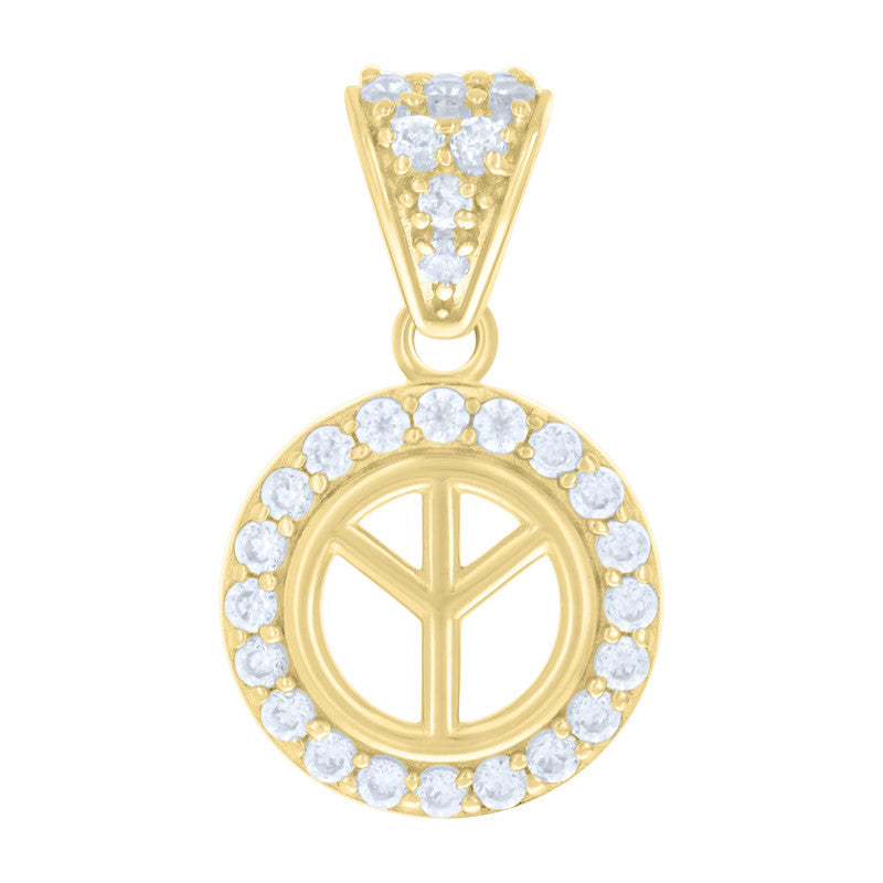 10kt Yellow Gold Womens Cubic-Zirconia Peace Symbol Charm Pendant