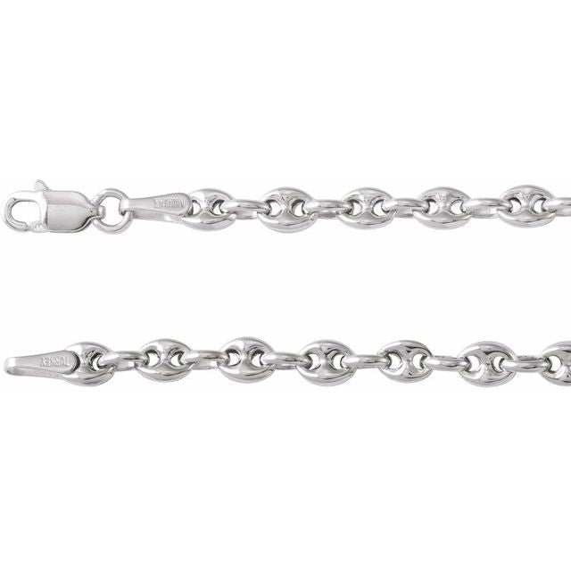 Sterling Silver Anchor 3.8 Mm 20 In Lobster Clasp Polished Puffed Anchor Chain