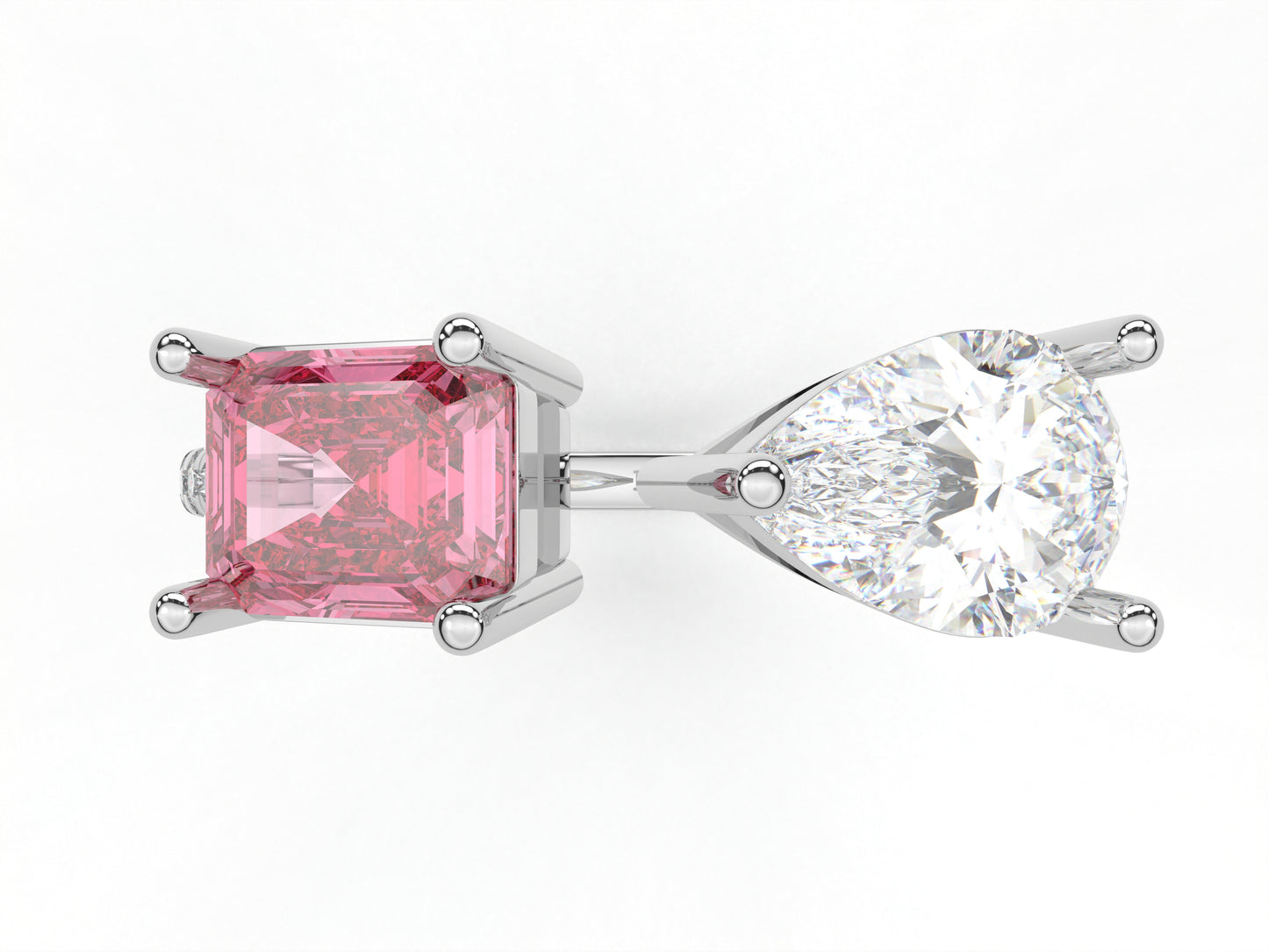 14K Yellow Or White Gold Lab Grown Diamond Ladies Ring Emerald Pink