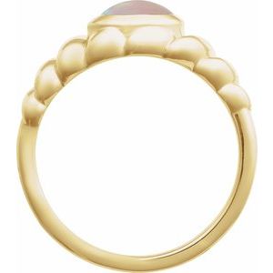 14K Yellow Gold Oval 7 X 5 Mm Polished Natural Ethiopian Opal Twisted Cabochon Ring Size 7