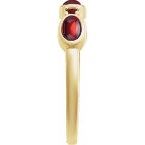 14K Yellow Gold Natural Mozambique Garnet & Natural Mozambique Garnet Stackable Ring Size 7