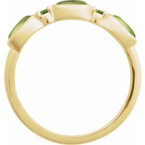 14K Yellow Gold Oval 5 X 3 Mm Natural Peridot Polished Natural Peridot Cabochon Stackable Ring Size 7
