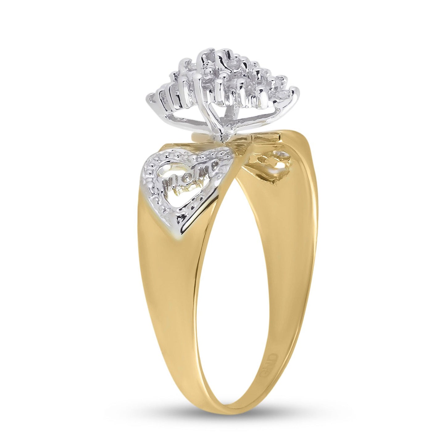 10kt Yellow Gold Womens Round Diamond Mom Ring 1/8 Cttw