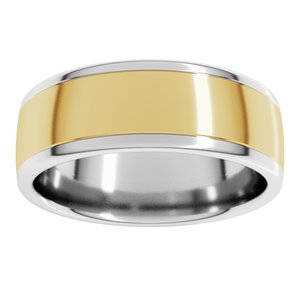 14K White/Yellow Gold 7 mm Comfort-Fit Standard Weight European-Style Band Size 10