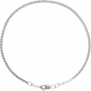 Sterling Silver Lobster Clasp Serpentine Chain, Length: 7 In, Width: 1.7 Mm