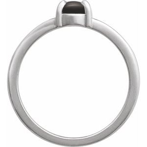 Sterling Silver Natural Onyx Oval 7 X 5 Mm Polished Natural Onyx Solitaire Cabochon Ring Size 7
