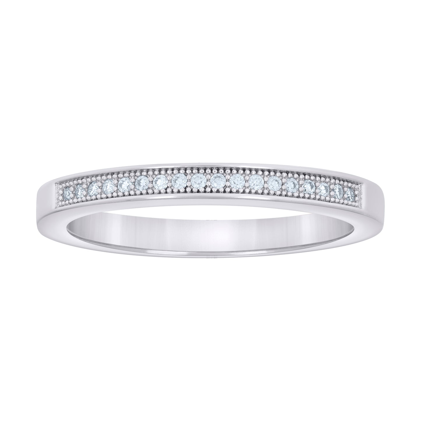 Sterling Silver Womens 0.13ct Moissanite Fashion Bridal Anniversary Engagement Wedding Band Ring